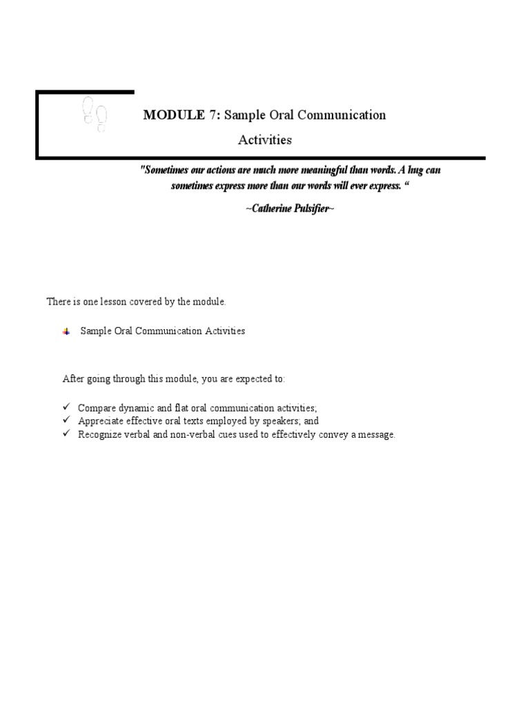 MODULE 7 Sample Oral Communication Activities PDF Nonverbal