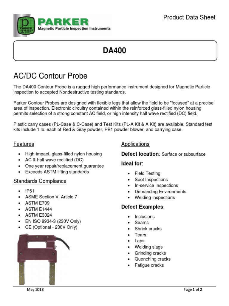 DA400 Product Data Sheet | PDF | Nondestructive Testing | Chemistry