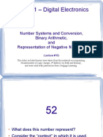 ECE 301 - Digital Electronics: Number Systems and Conversion, Binary Arithmetic, and Representation of Negative Numbers