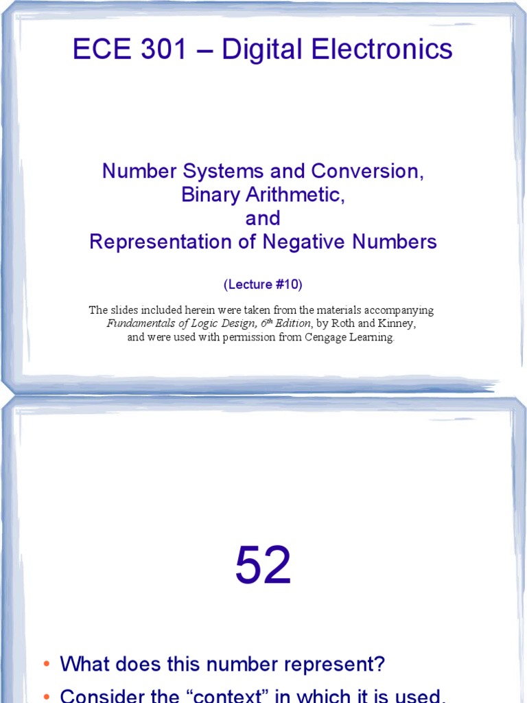 ECE 301 Digital Electronics Number Systems and Conversion, Binary