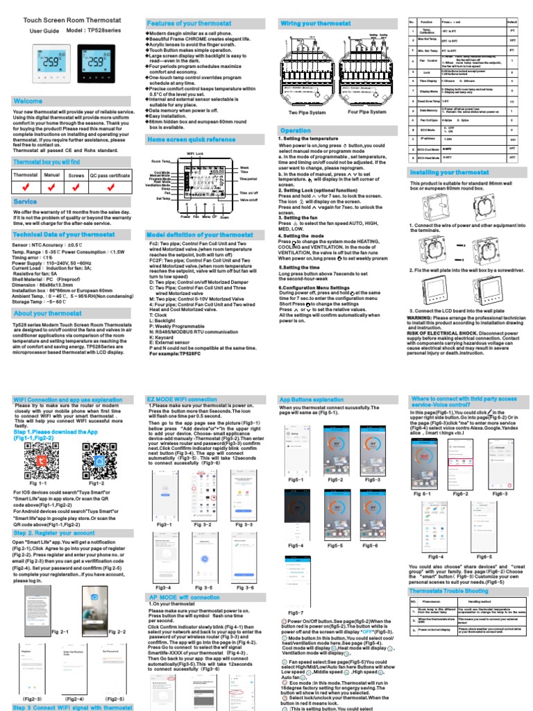 Touch Screen Thermostat User Guide | PDF | Thermostat | Manufactured Goods