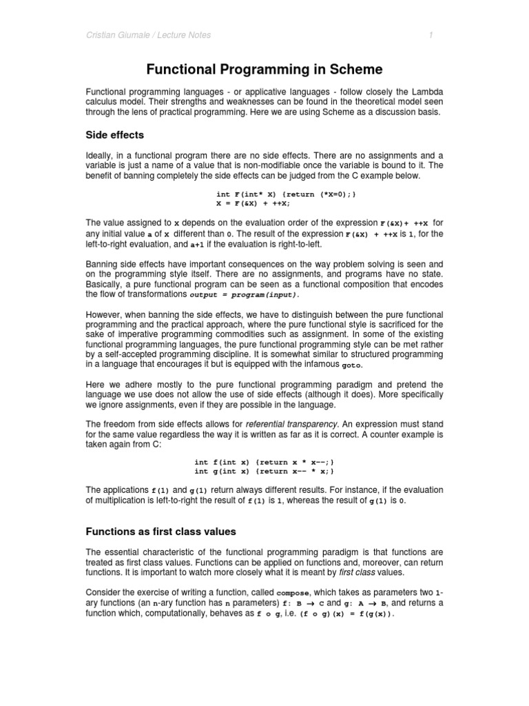 Functional Programming in Scheme: Side Effects | PDF | Scope (Computer ...