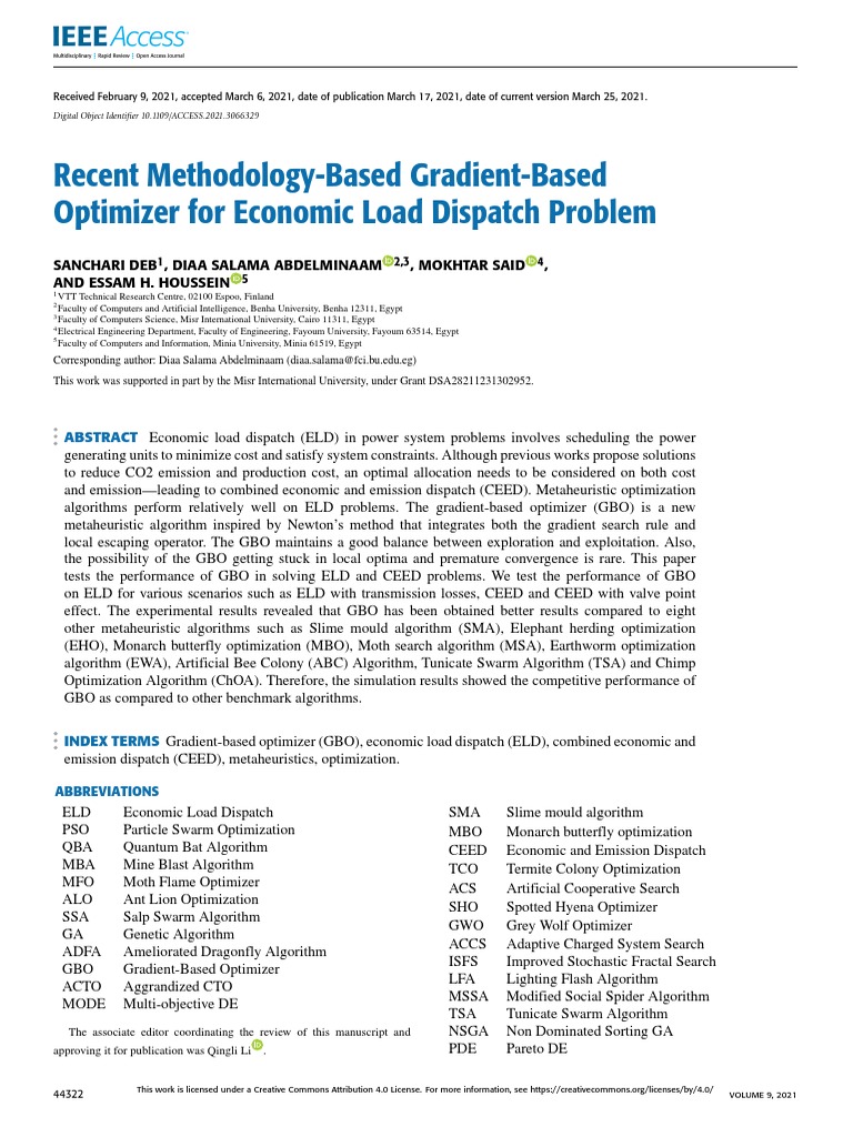 GBO for Economic Load Dispatch Optimization | PDF | Metaheuristic ...