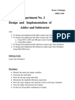 Experiment No. 2 Design and Implementation of Adder and Subtractor