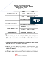 Classes 4 and 5 Datesheet - Class Assessment 2 (December 2021-22) Final