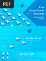 Blue Unique Paper Plane PowerPoint Templates