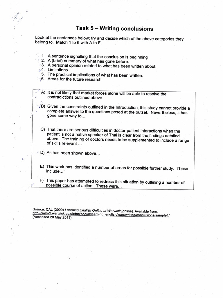 Task 5 Writing Conclusions | PDF