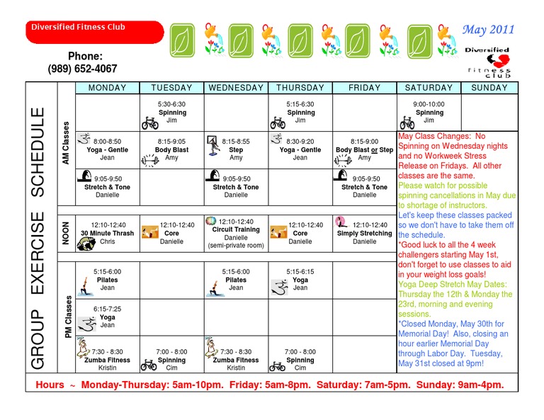 Group Fitness Class Schedule | PDF | Workweek And Weekend | Sports