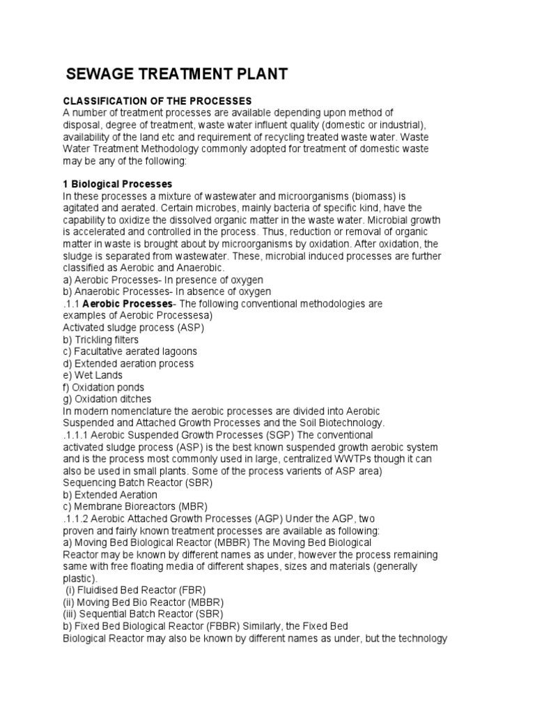Sewage Treatment Plant Process Overview | PDF | Sewage Treatment ...