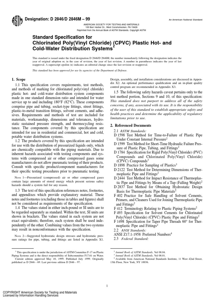 Chlorinated Poly (Vinyl Chloride) (CPVC) Plastic HotAnd ColdWater