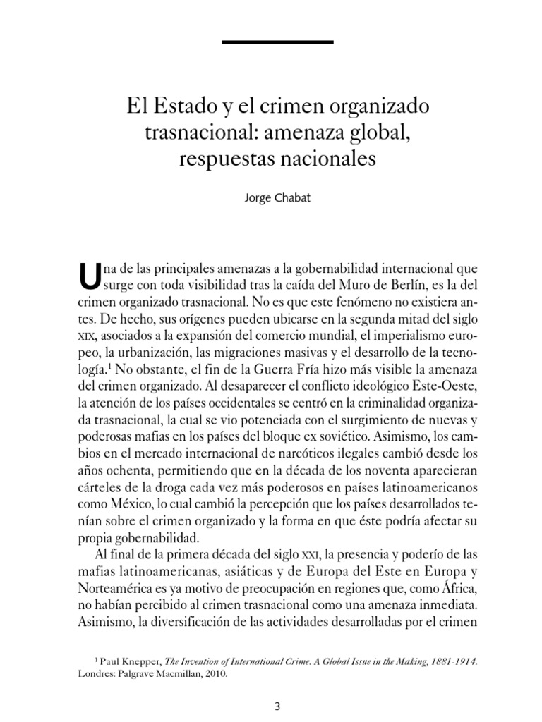 El Estado y El Crimen Organizado Trasnacional: Amenaza Global ...