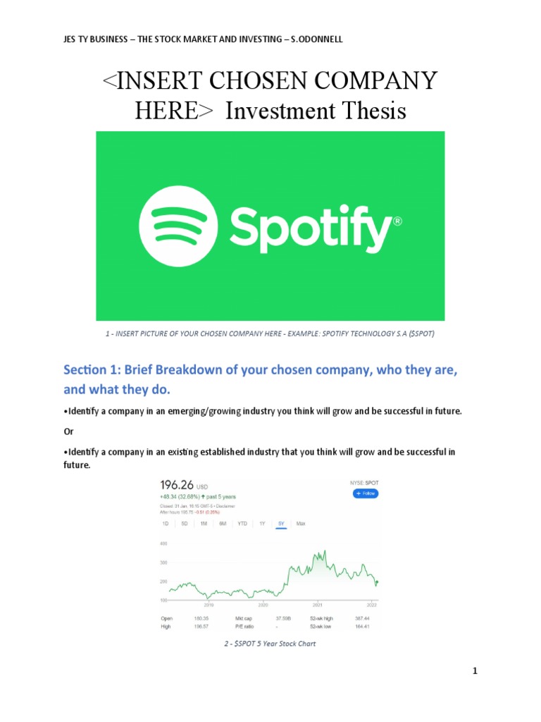 Investment Thesis Report Template Word Version PDF Stocks Stock
