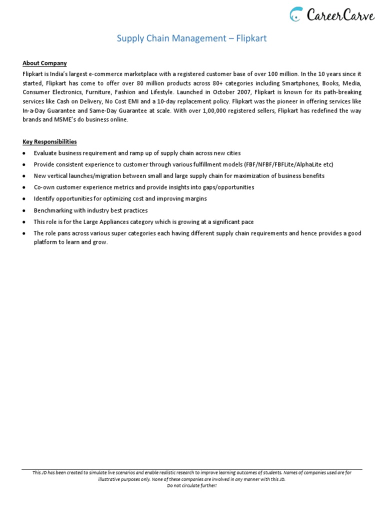 Supply Chain Management Flipkart PDF