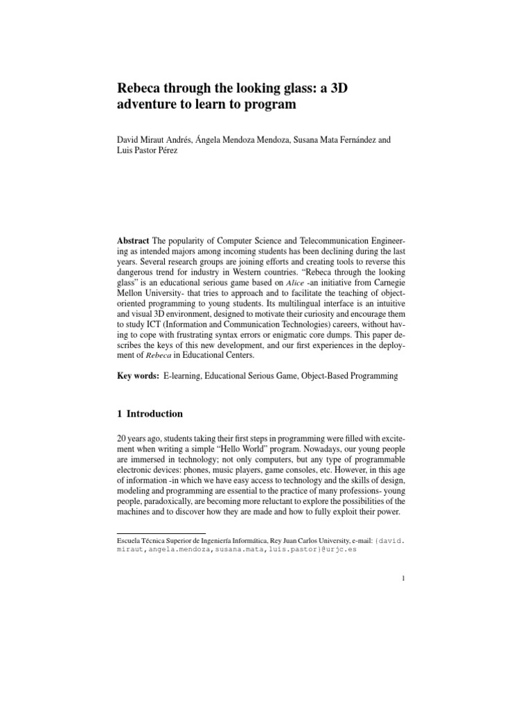 3D Game for Learning Programming | PDF | Educational Technology ...