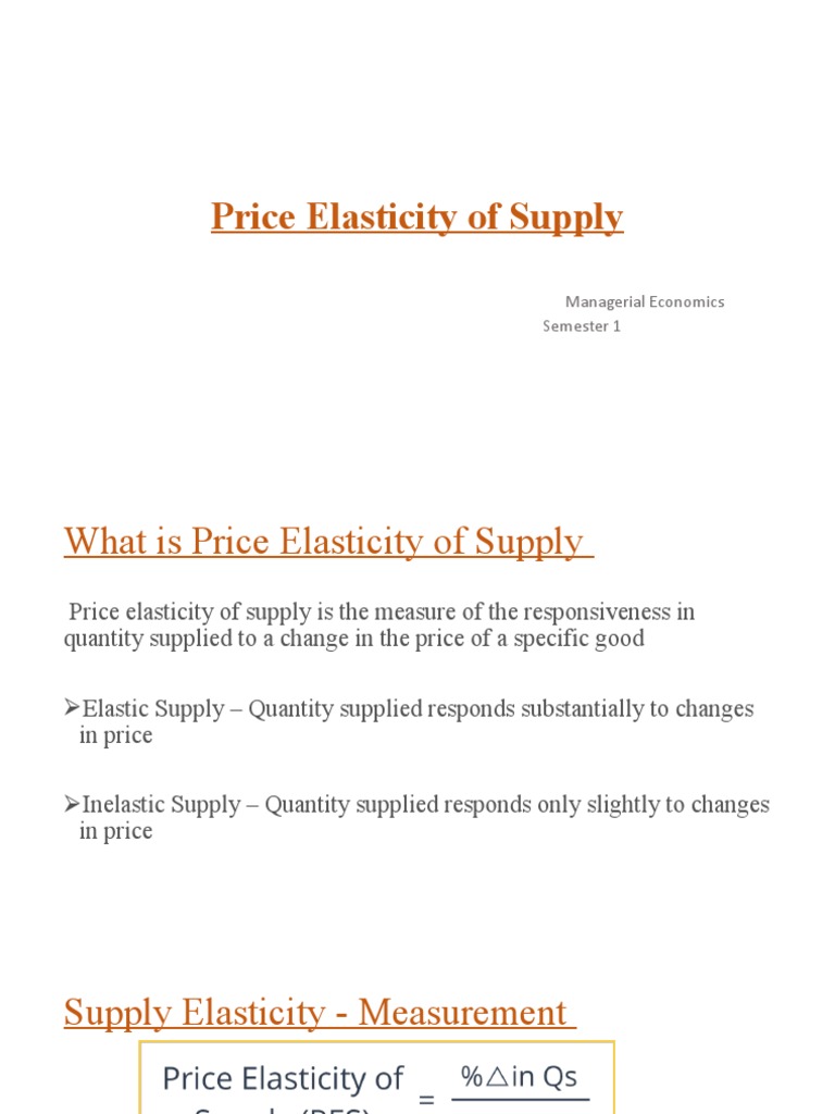 Understanding Price Elasticity of Supply | PDF | Supply (Economics ...