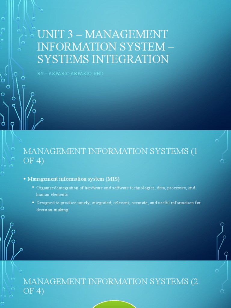 Management Information System Integration | PDF | Enterprise Resource ...