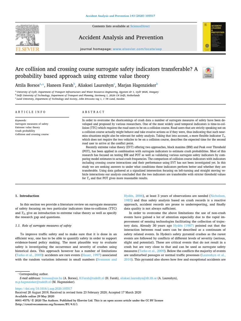 Accident Analysis and Prevention: Sciencedirect | PDF | Confidence ...