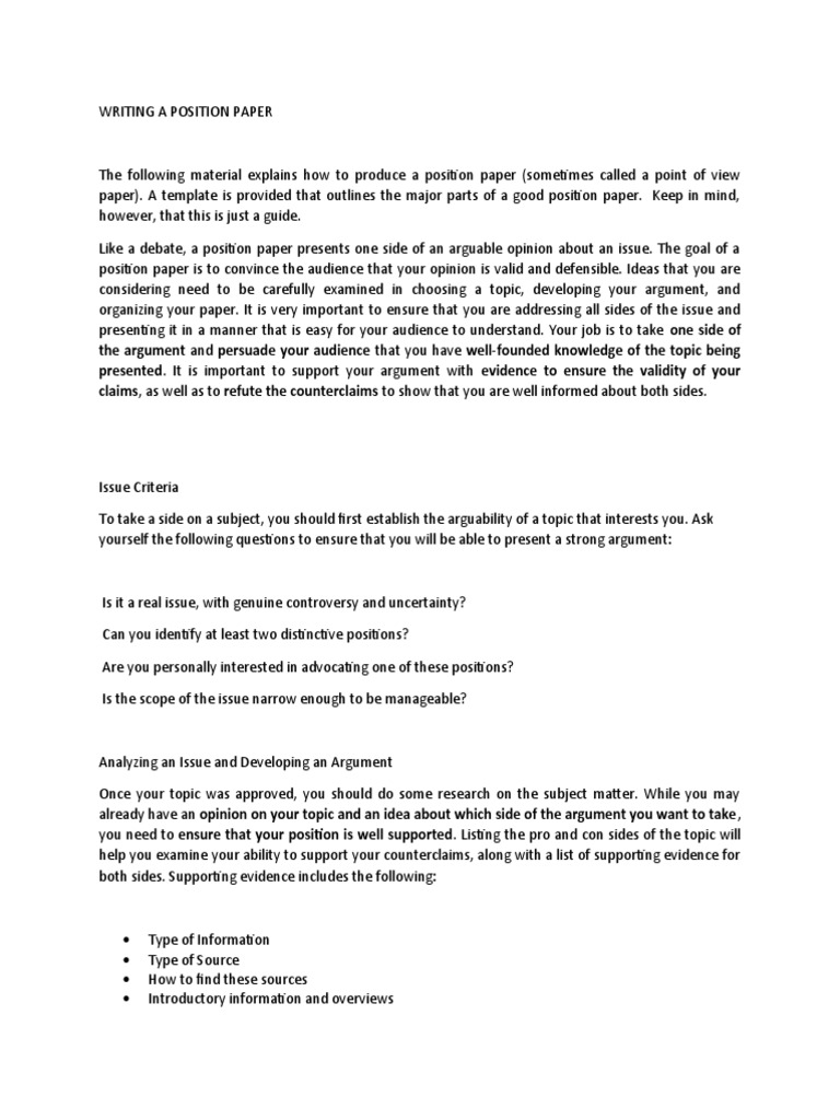 How to Write a Position Paper | PDF | Libraries | Argument