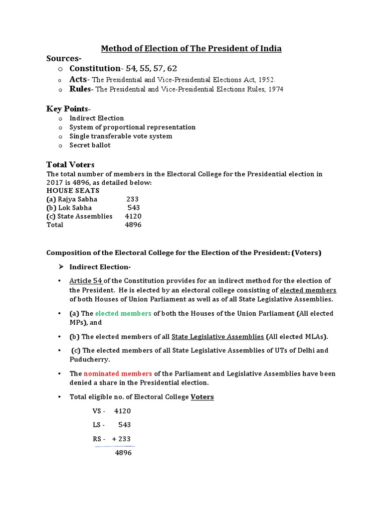 Presidential Election Method in India | PDF | Voting | Elections