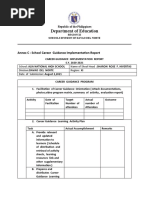 Department of Education: Annex C: School Career Guidance Implementation Report