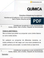 Química: Óxidos inorgânicos anfóteros, neutros, peróxidos e superóxidos