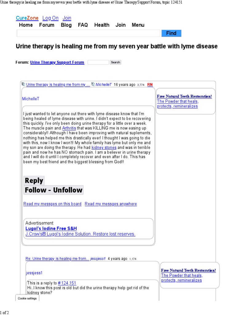 Lyme Disease Urine Cure PDF Clinical Medicine Medical Specialties