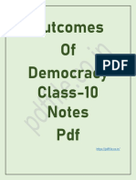 Outcomes Of Democracy Class 10 Notes PDF - Download Class 10 Chapter 7 Revision Notes