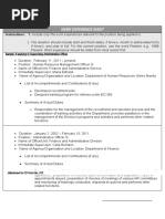 CS Form No. 212 Attachment - Work Experience Sheet