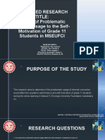 Proposed Research Title: Impact of Problematic Internet Usage To The Self-Motivation of Grade 11 Students in MSEUFCI