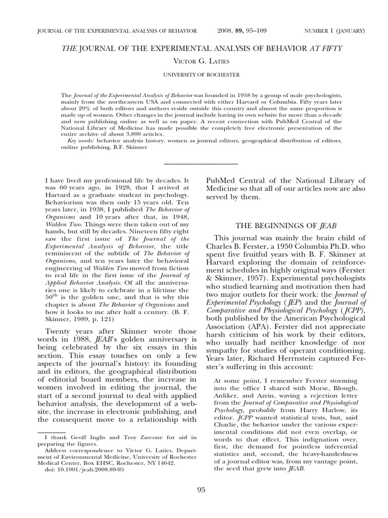 The Journal of The Experimental Analysis of Behavior at Fifty | PDF ...