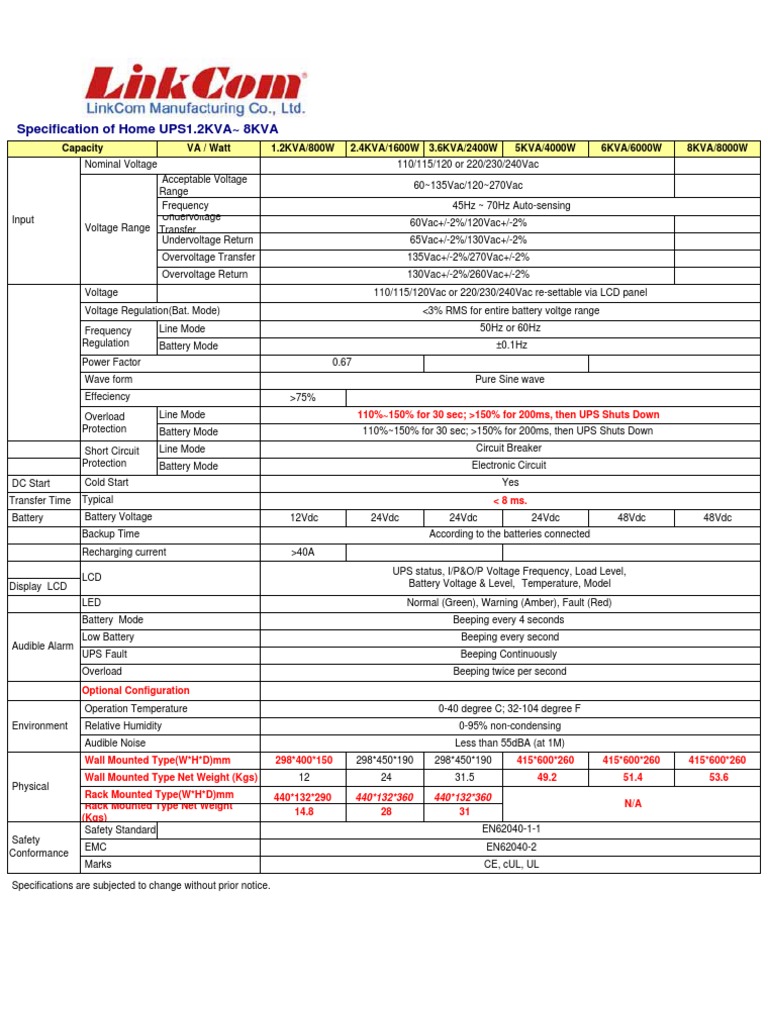 Home UPS Specifications and Features | PDF | Battery Charger ...