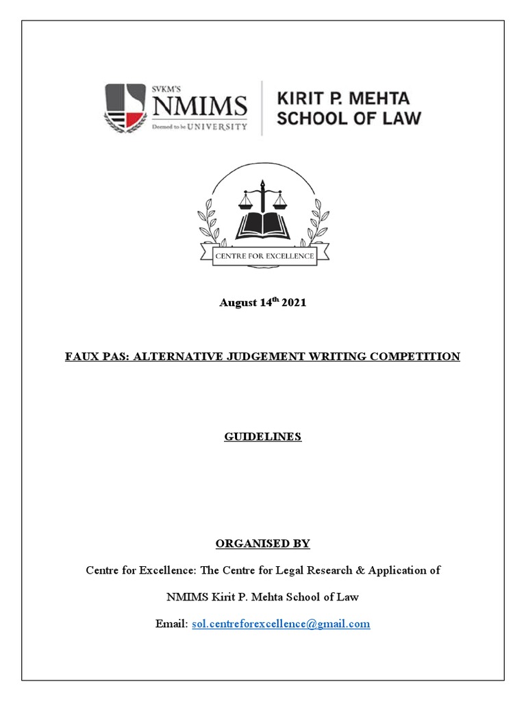 NMIMS Judgment Writing Competition 2021 | PDF | Judgment (Law) | Lawsuit