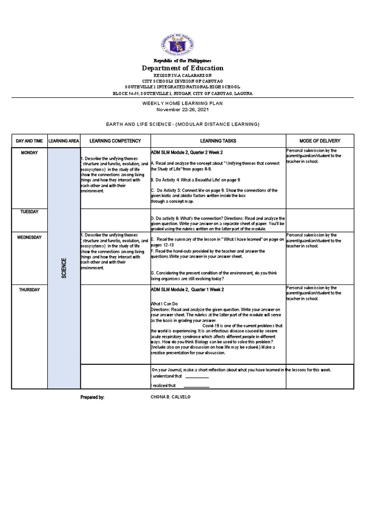 Weekly Learning Plan: Grade 8 Science | PDF | Tropical Cyclones | Teachers
