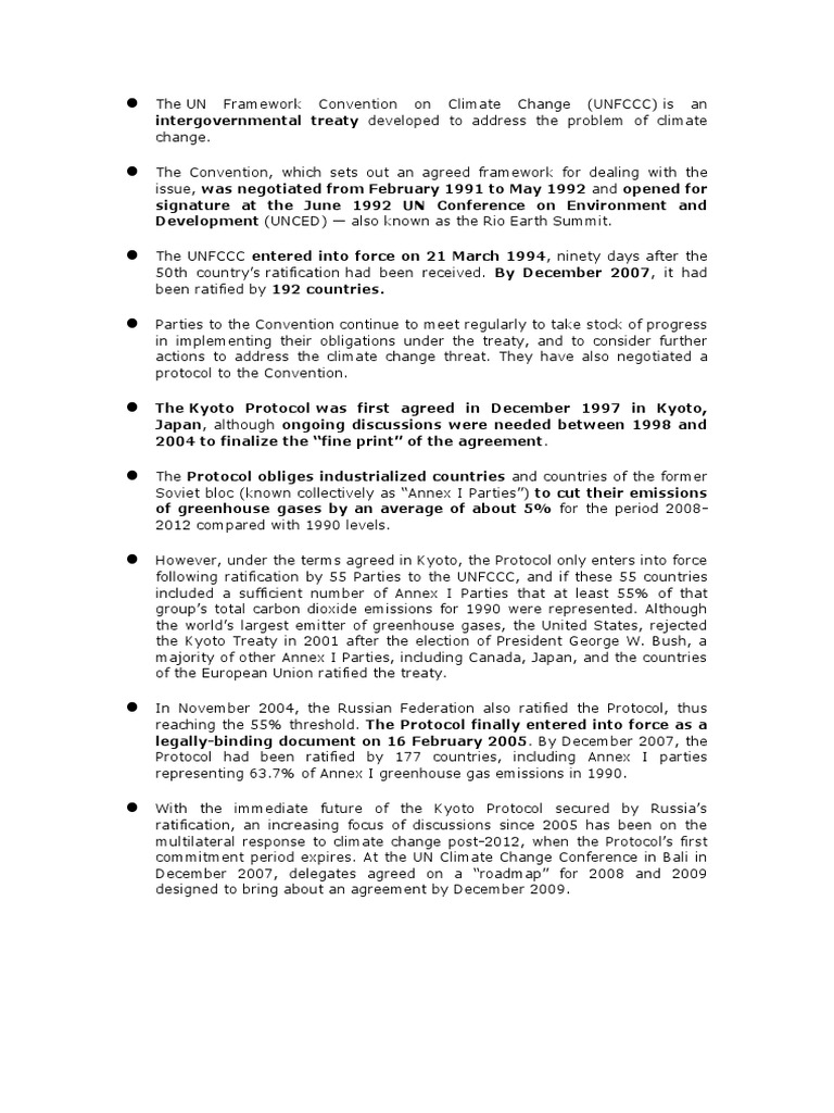 Overview of the Kyoto Protocol | PDF | United Nations Framework ...