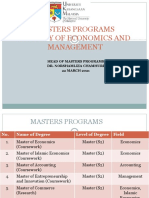 Masters Programs Faculty of Economics and Management