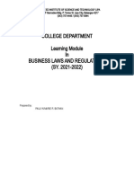 College Department Learning Module in Business Laws and Regulations (SY. 2021-2022)