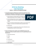 Oil & Gas Modeling: - Quiz Questions: Module 3 - Valuation and Simplified NAV Model