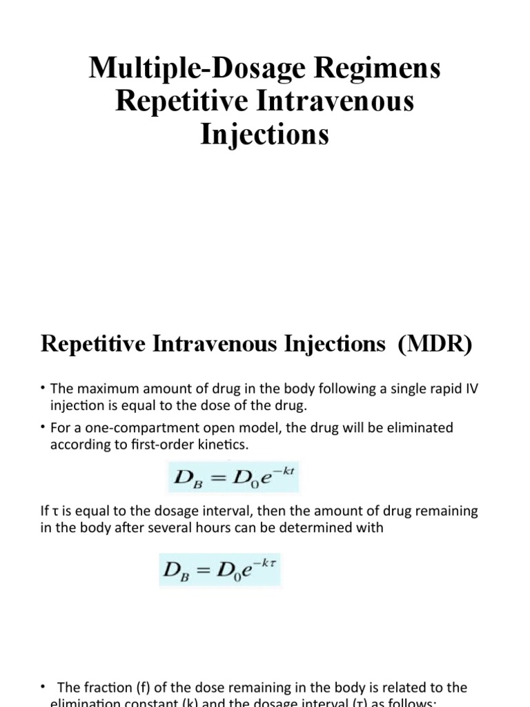 Repetitive IV Injections in One-Compartment Model | PDF ...