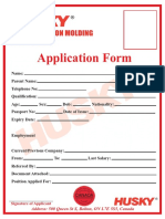 Application Form: Husky Injection Molding Systems, LTD
