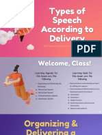 Types of Speech According To Delivery: Oral Communication / Week 9 - Lesson 10