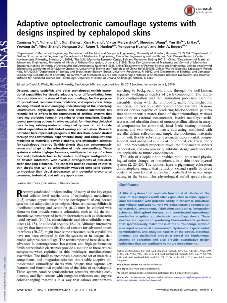 Adaptive Optoelectronic Camouflage Systems With Designs Inspired by