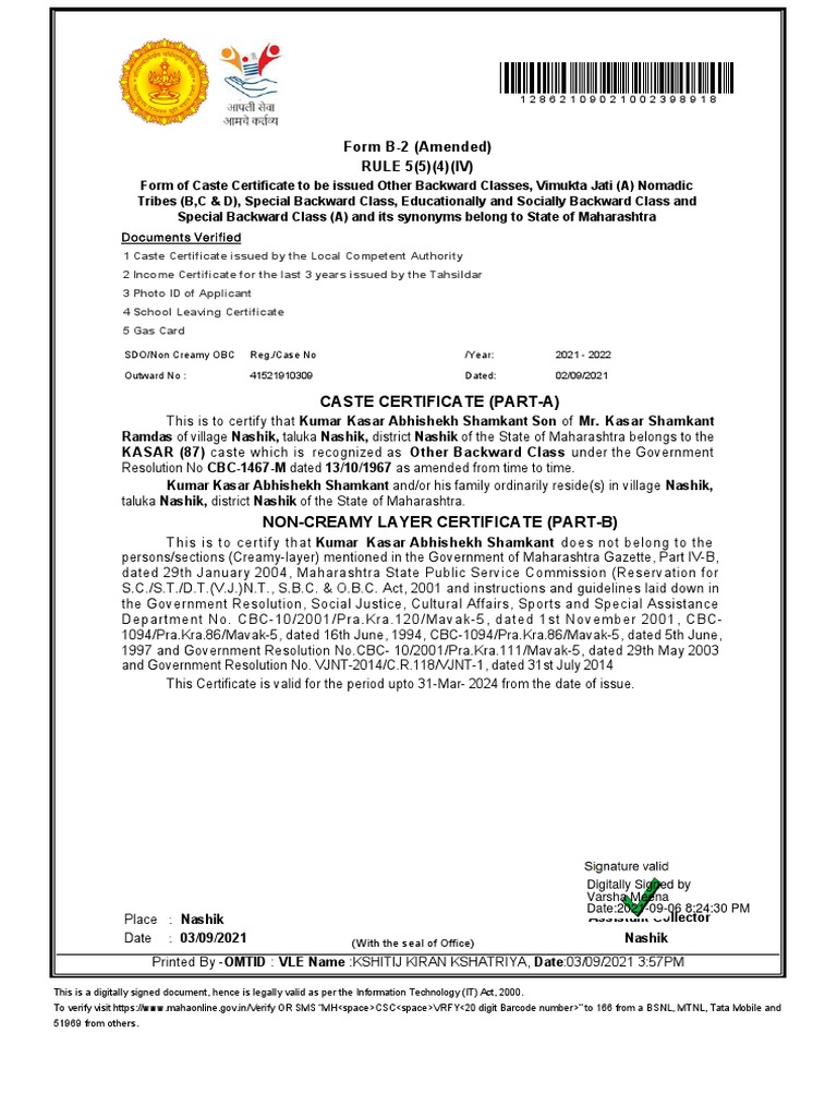 caste-certificate-part-a-form-b-2-amended-rule-5-5-4-iv