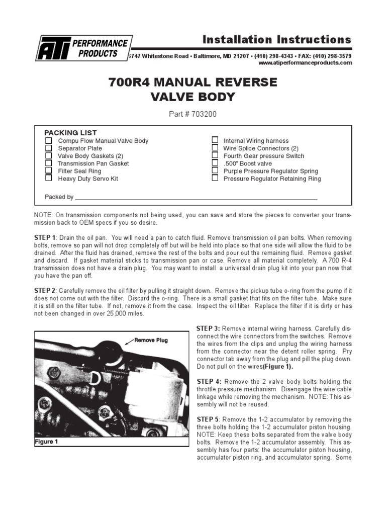 Ati Manual Reverse Valve Body PDF Valve Electrical Connector