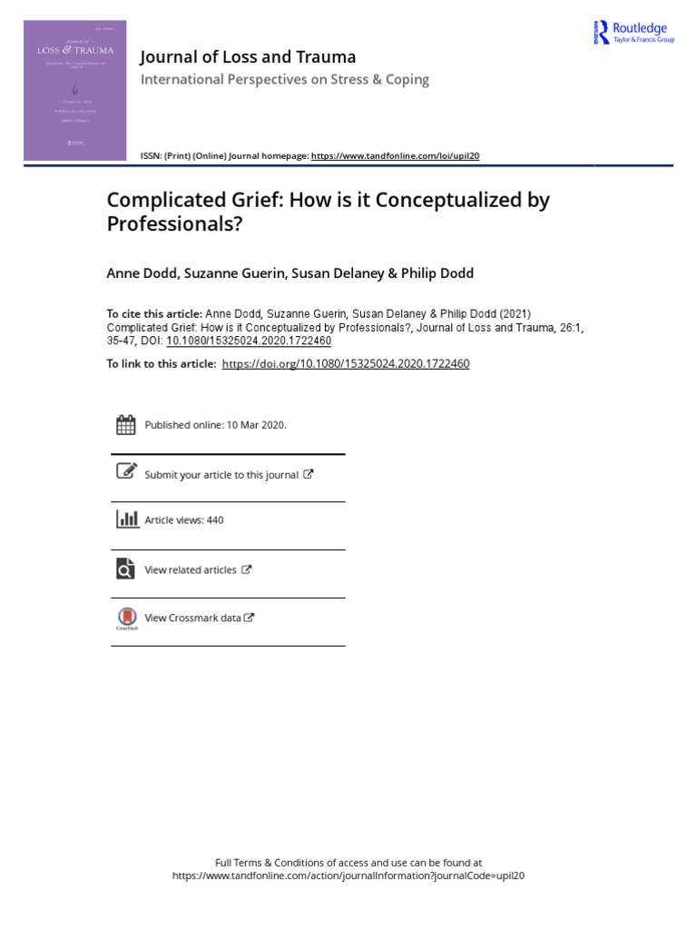 Complicated Grief How Is It Conceptualized by Professionals | PDF ...