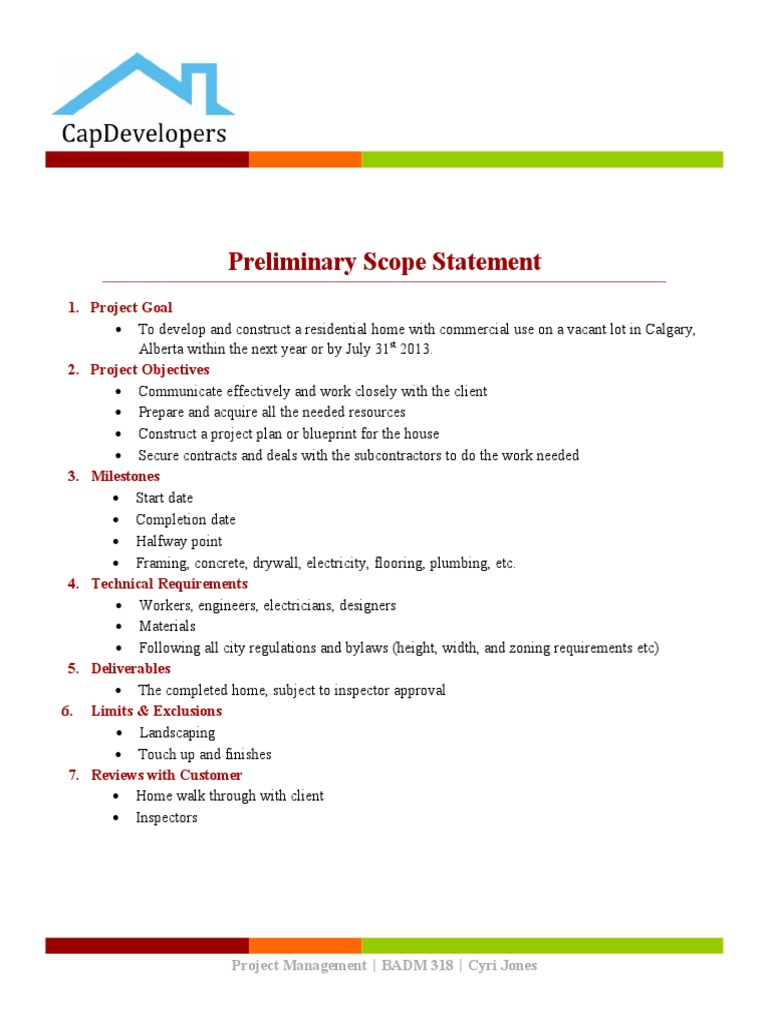 Preliminary Scope Example PDF