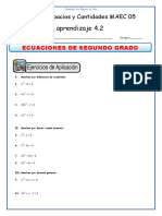 R.a. 4.2 Ecuaciones de 2do Grado Para Segundo de Secundaria