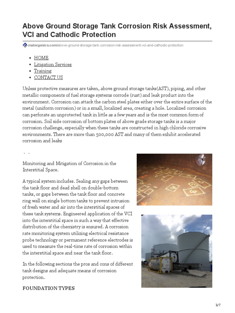Above Ground Storage Tank Corrosion Risk Assessment VCI and Cathodic ...