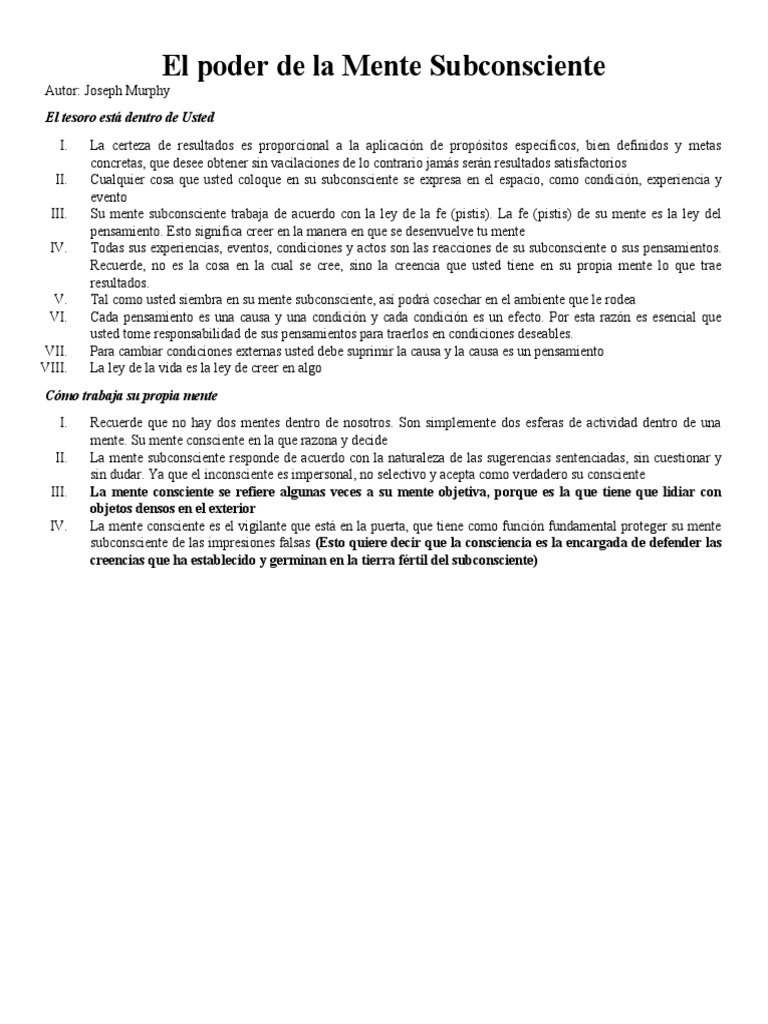 El Poder de la Mente Subconsciente | PDF