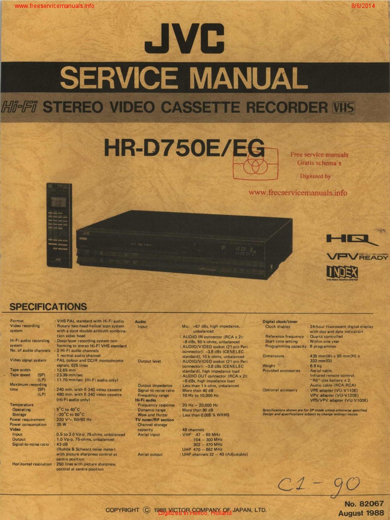 JVC - VCR HR-D750E - EG - Service Manual | PDF | Videotape | Storage Media