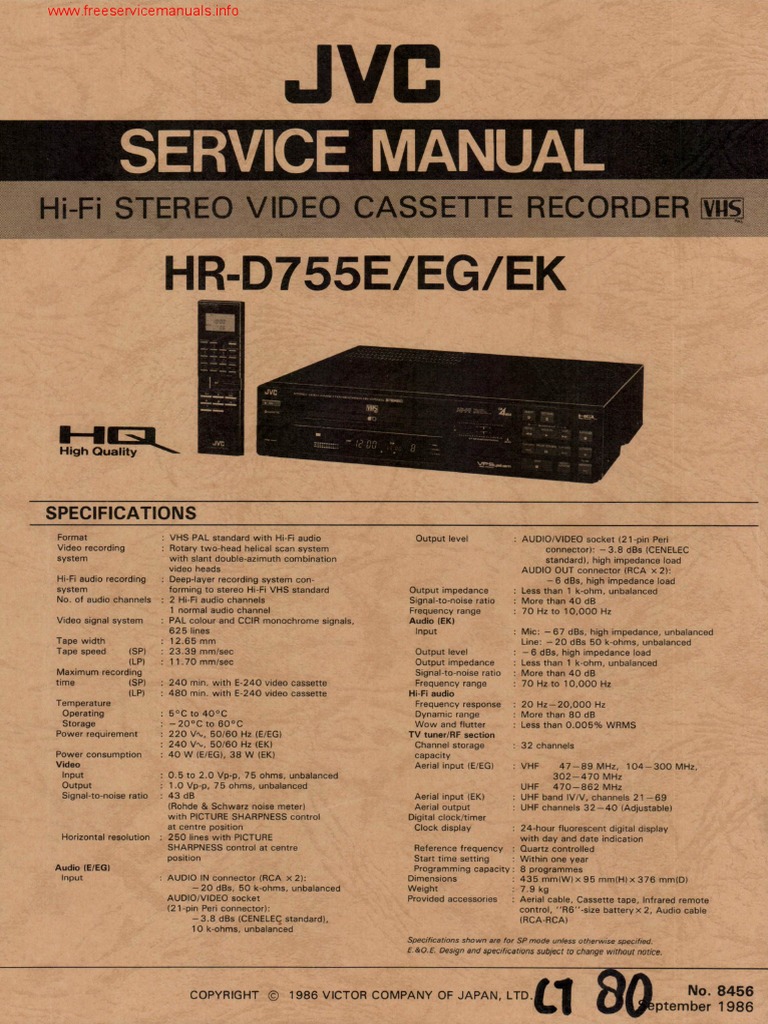 JVC - VCR HR-D755E - EG - EK - Service Manual | PDF